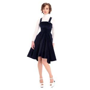 Collectif Navy Corduroy Odette Dress Pinafore Size Large NWT